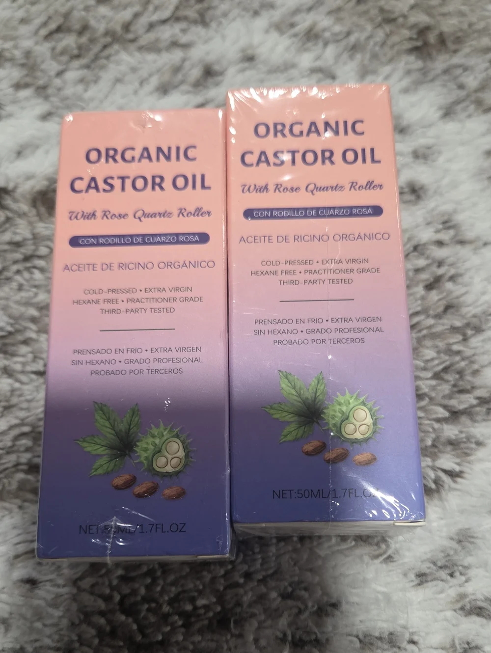 Organic Castor Oil with Rose Quartz Roller